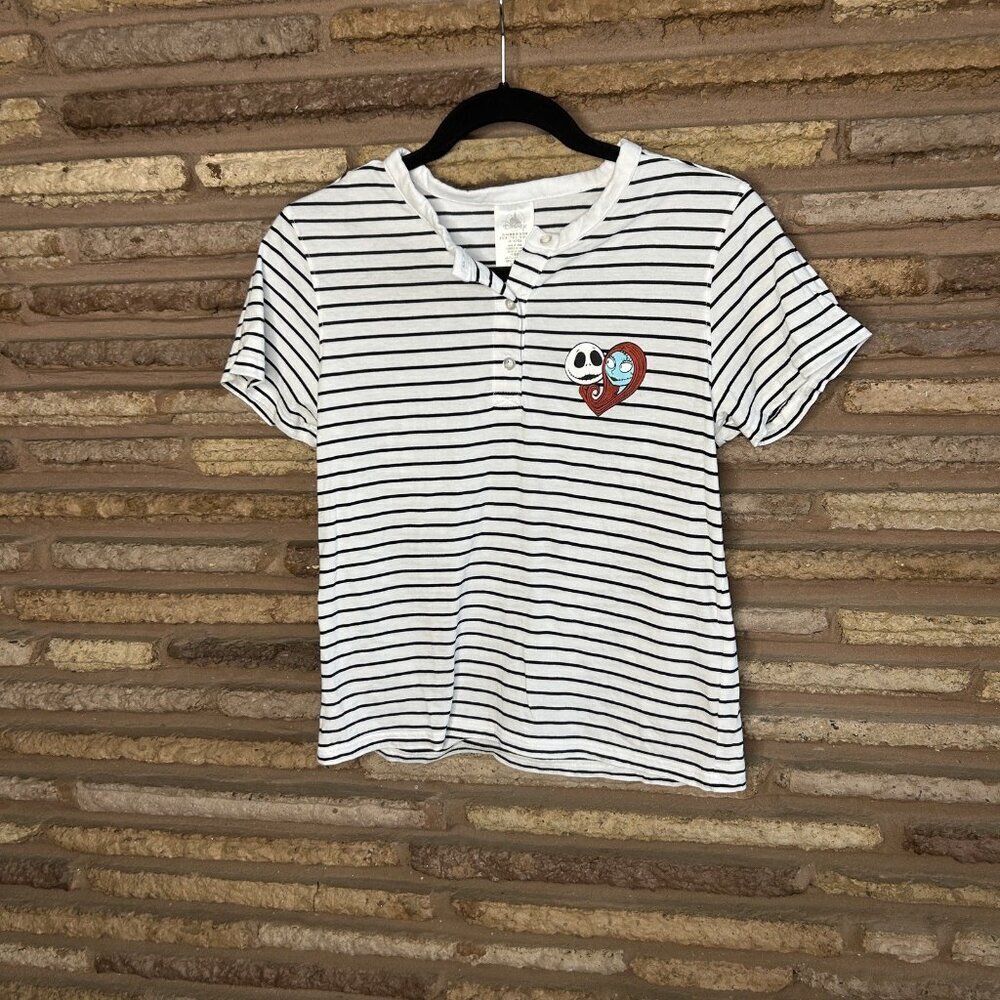 Disney Nightmare Before Christmas Jack and Sally Striped T-shirt Size S - Picture 4 of 5